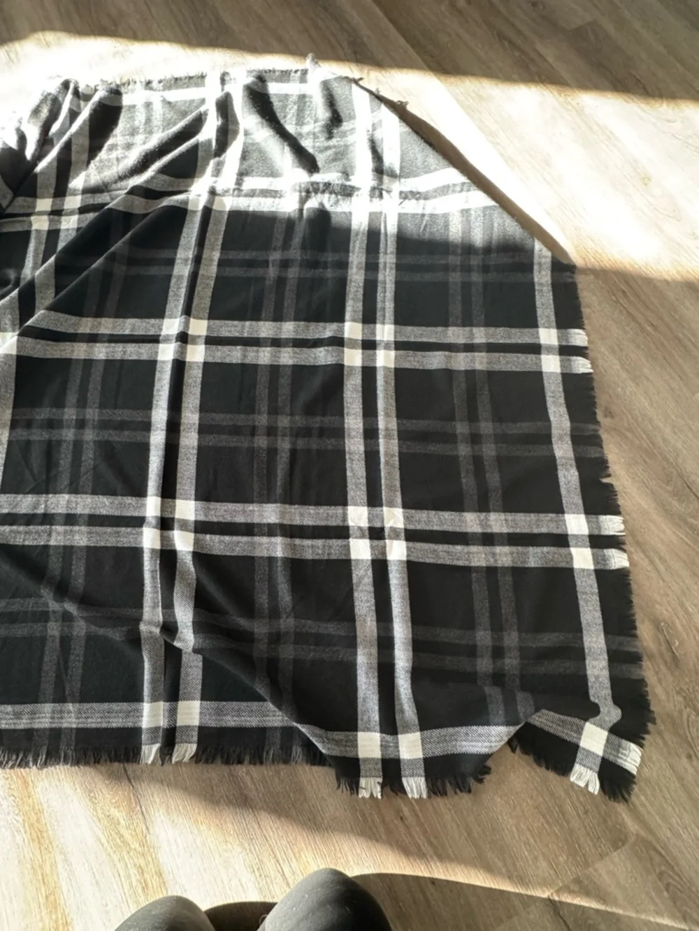 Just Cozy Blanket Scarf - Black and White Plaid, NWT